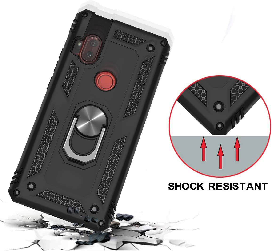 Protectores para celular  para Motorola  One Hyper Funda reforzada con anillo v2 Negro